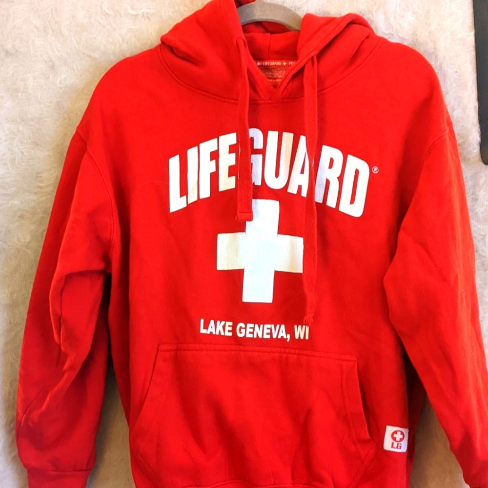 Red Lifeguard Sweatshirt, Lake Geneva WI